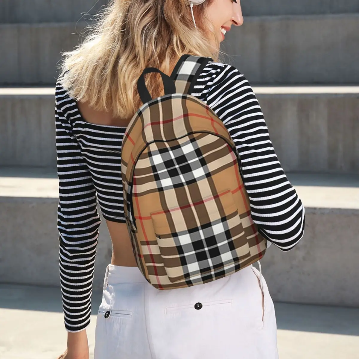 Thomson Camel Tartan Scottish Border Clan And Family Plaid Backpack Hot Sale Daypack BookBag School Bag Shoulder Bags Men Women