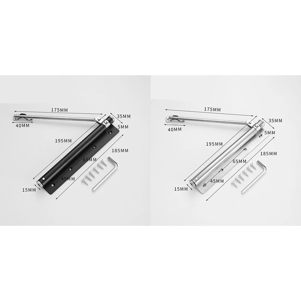 2 PCS Spring Door Closers with Hydraulic Buffer and Adjustable Rod Includes Screws for Secure Door Closing in Various Settings