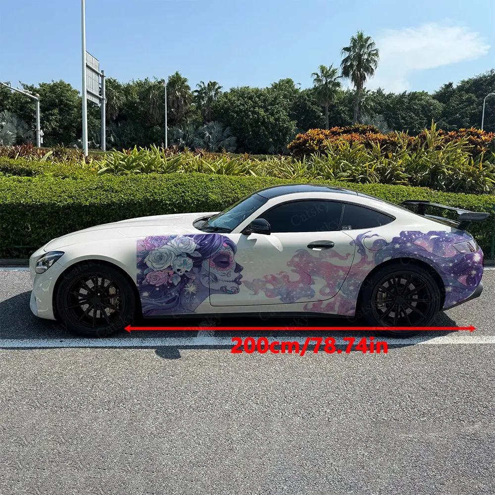 2pcs Dreamy Spectral Beauty Car Side Wraps, Self-Adhesive PVC Waterproof & Scratch-Resistant Stickers, Car Accessory Gift