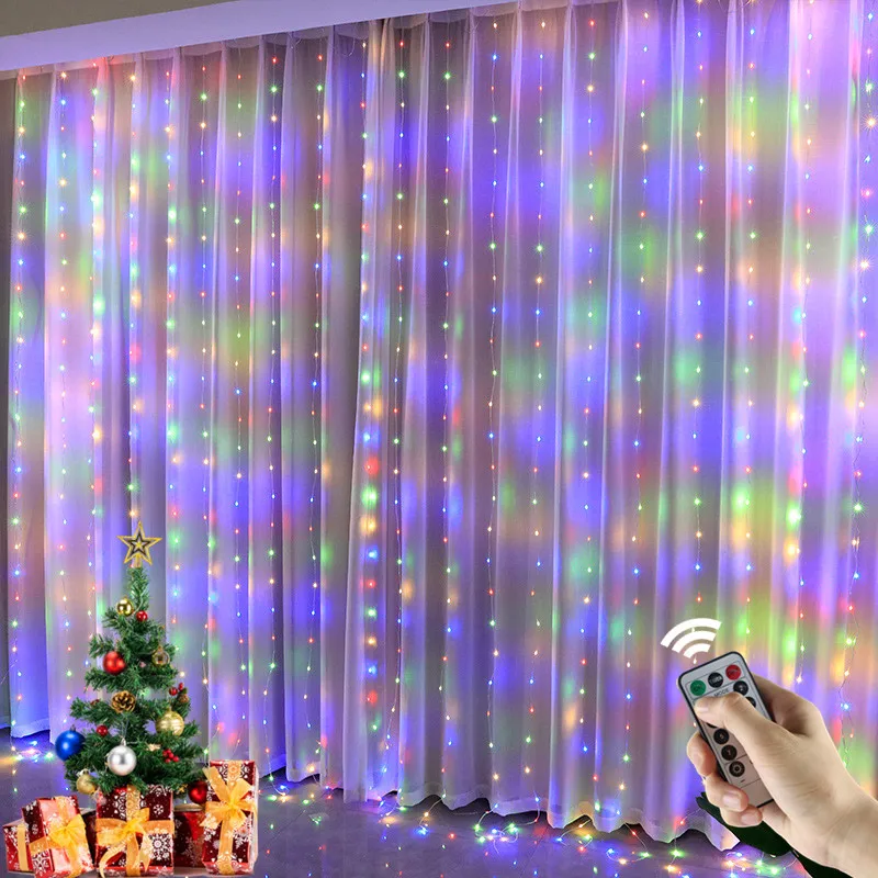 Imagem -02 - Led Curtain String Lights com Controle Remoto para Decoração de Natal Lâmpadas Festão Fada Guirlanda para Casamento Janela ao ar Livre Casa Quarto Usb 3m