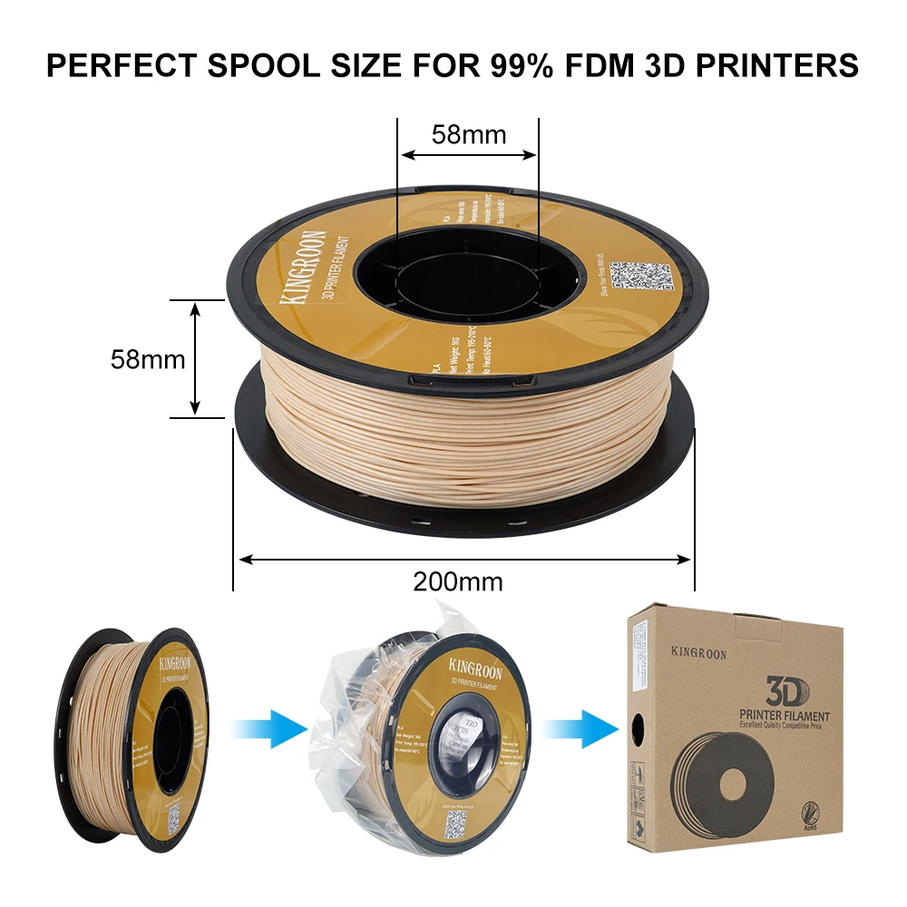 Imagem -04 - Spool Nenhuma Bolha Filamento de Madeira de Impressão 3d Pla Impressora 3d Embalagem a Vácuo 175 mm 1kg £ 22