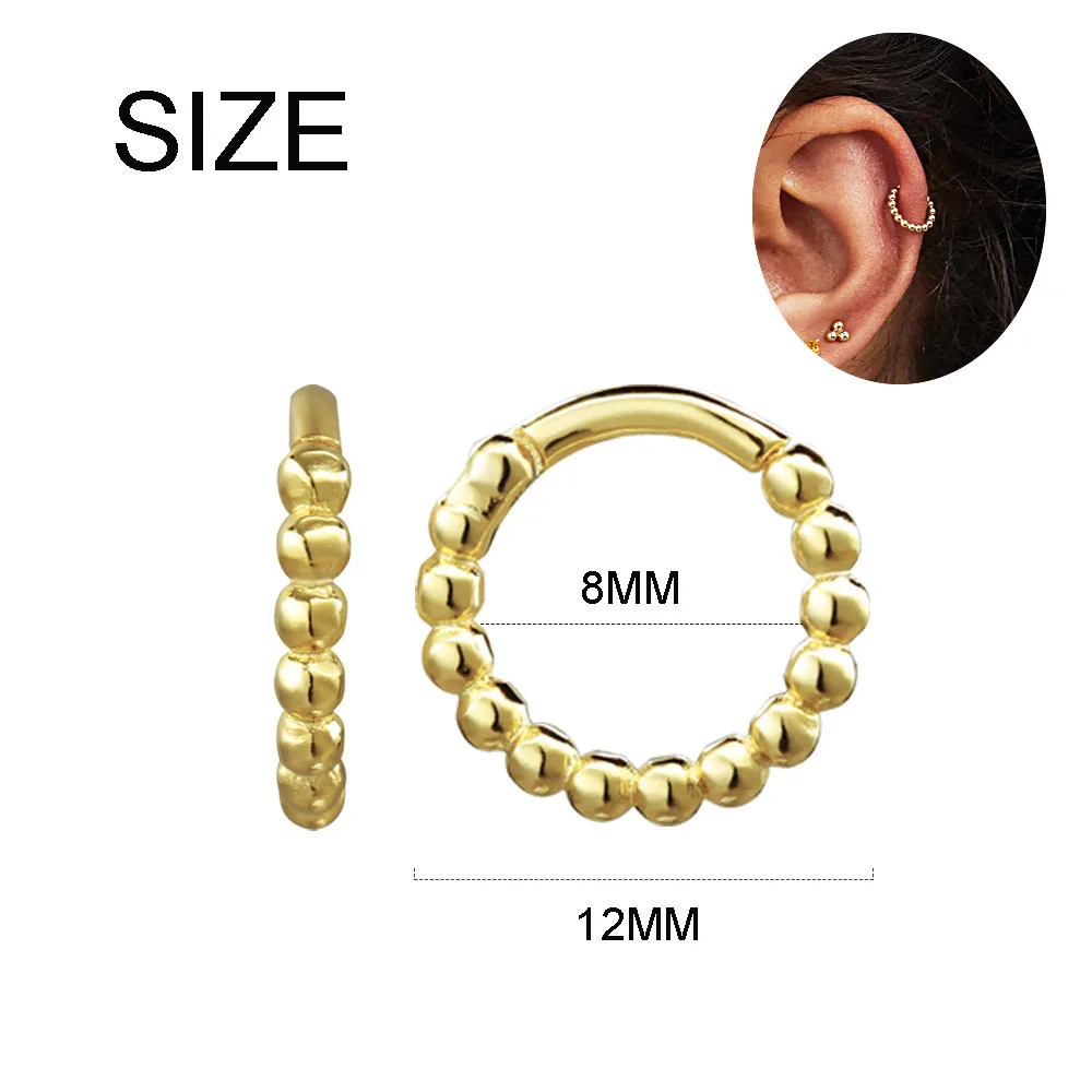 SHADOWHUNTERS ريال 925 فضة أقراط صغيرة هوجيز الغضروف مطرز الأطواق الصغيرة للنساء مجوهرات للجسم ثقب الأنف #2