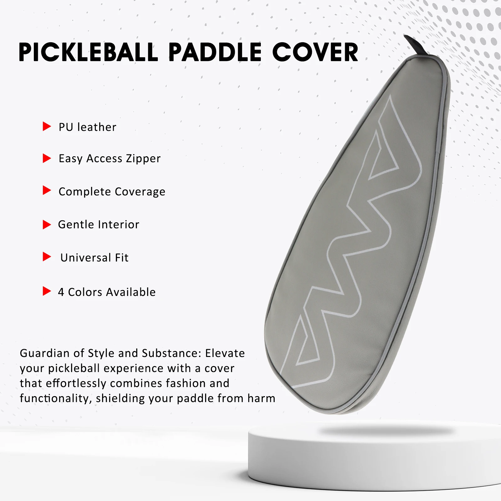 

PU Pickleball Paddle Cover,Premium Pickleball Accessories and Pickleball Equipment,with Zipper Closure Durable Pickleball Case