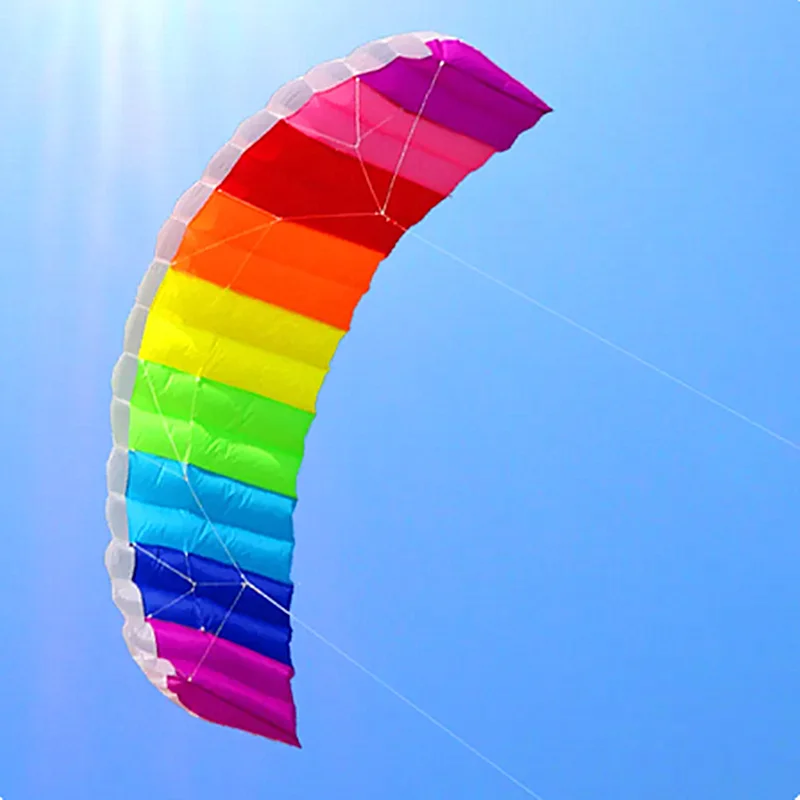 Kostenloser Versand Regenbogen Dual Line Stunt Power Kite für Erwachsene fliegen Kites urf Anfänger Kite Esports de Brinquedo Cerf-Volant Spaß