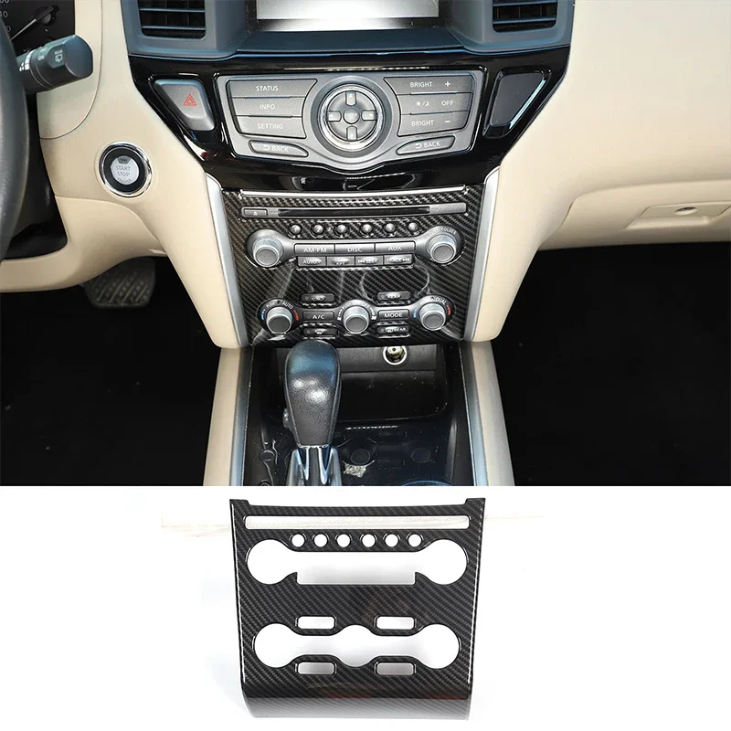 

For Nissan Pathfinder 2013-18 ABS Carbon Car Central Control Air Conditioning CD Panel Frame Cover Trim Sticker Car Accessories