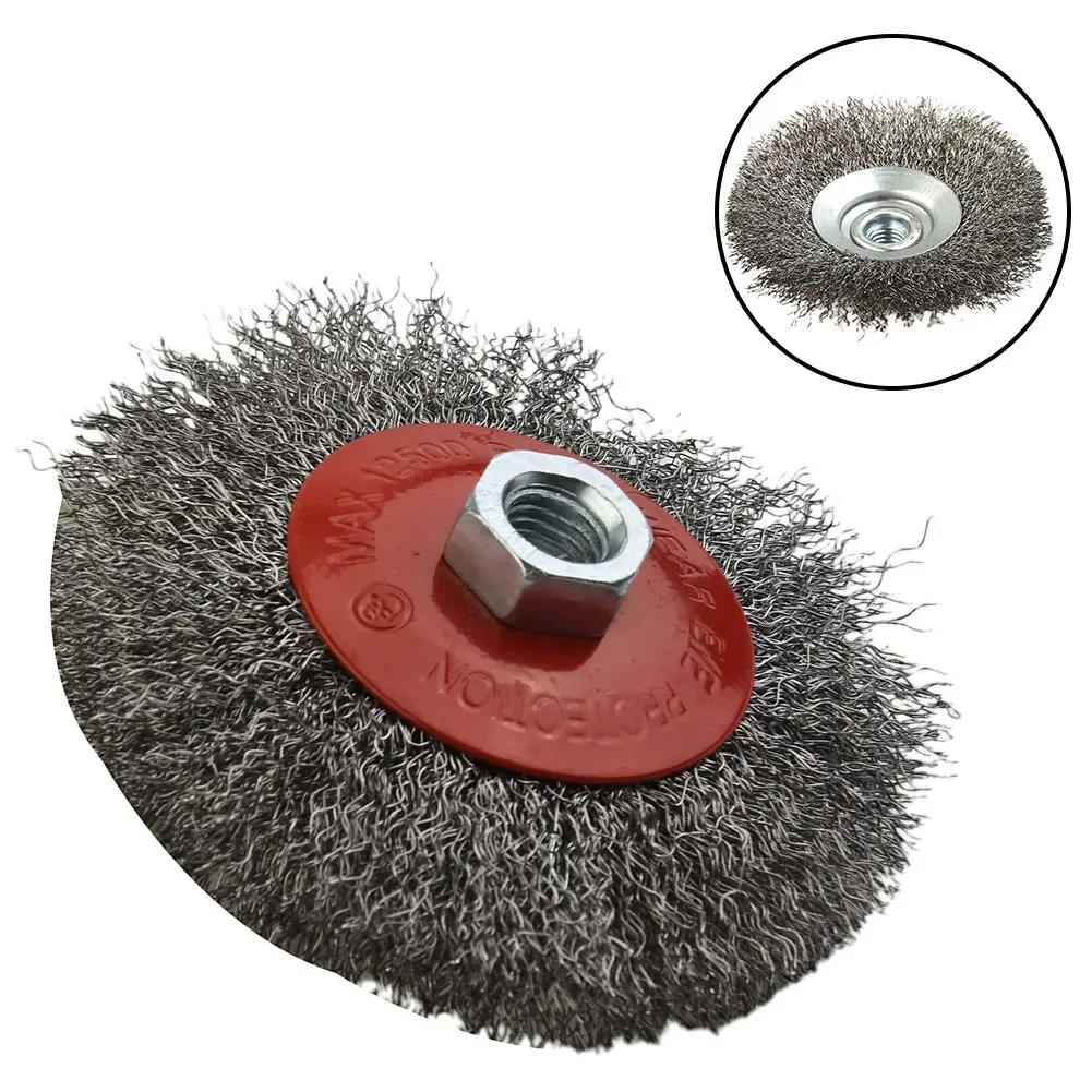 Fil de brosse en acier inoxydable pour meuleuse d'angle, filetage lointain, roue de brosse, outil de suppression de la rouille, livres, 100mm