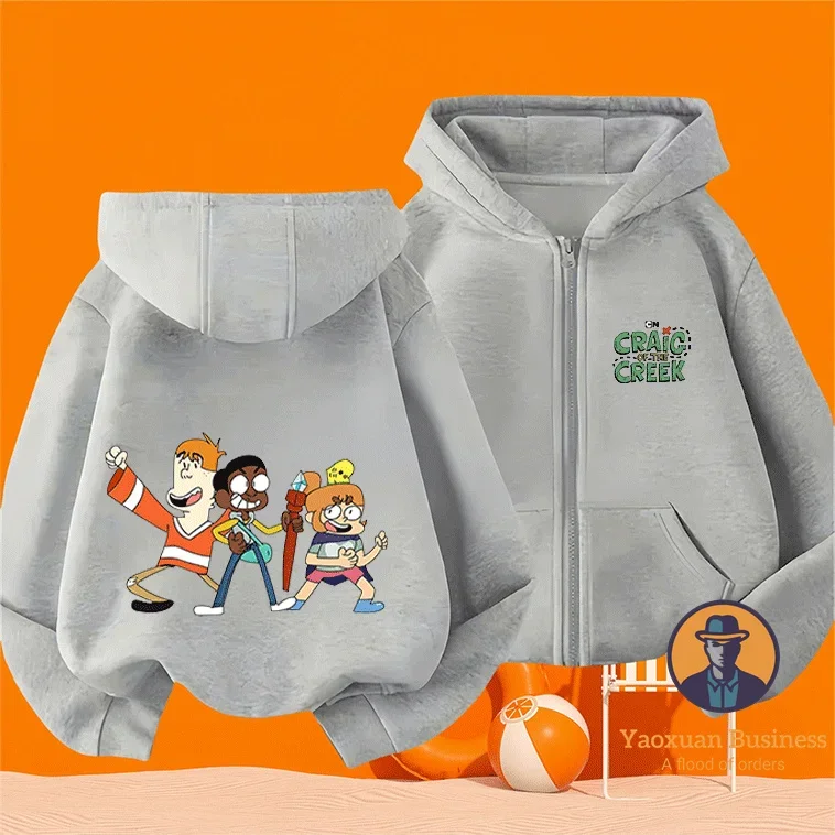 الحديثة كريج تاكر الفتيات الأطفال زمم هوديي لطيف الكرتون طباعة يندبروف الدافئة الخريف الشتاء جديد #5