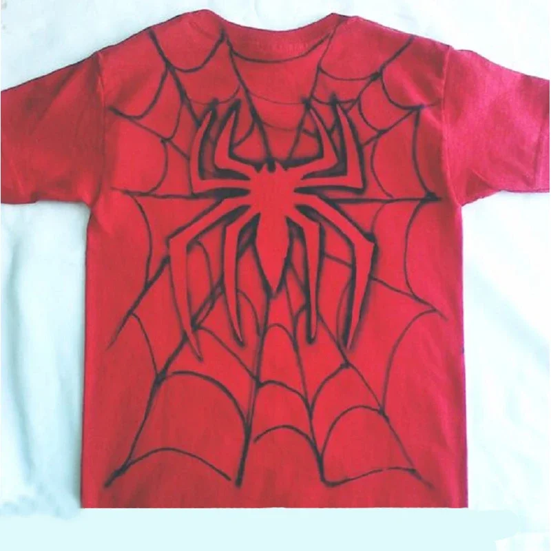 Goth Hip Hop Spider Print Clothes y2k Crop Tops Summer 2023 T shirts Grunge 2000s Aesthetic Short sleeve Aesthetic Harajuku Tops