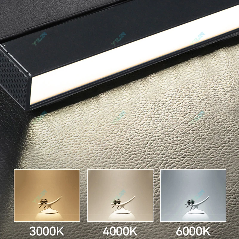 อัพเกรด Anti-Glare Magnetic TRACK Light 48V LED Grille โคมไฟน้ําท่วมโคมไฟเพดานรางรางสายไม่มีไฟหลักการออกแบบแสงสว่าง