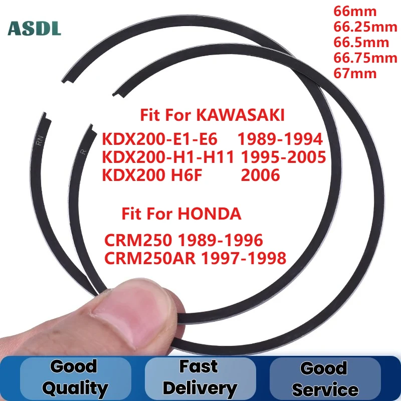 

66mm 66.25mm 66.5mm 66.75mm 67mm STD +25 +50 +75 +100 Motorcycle Engine Piston Rings For Honda KR8 CRM250 CRM 250 1989-1996 1995