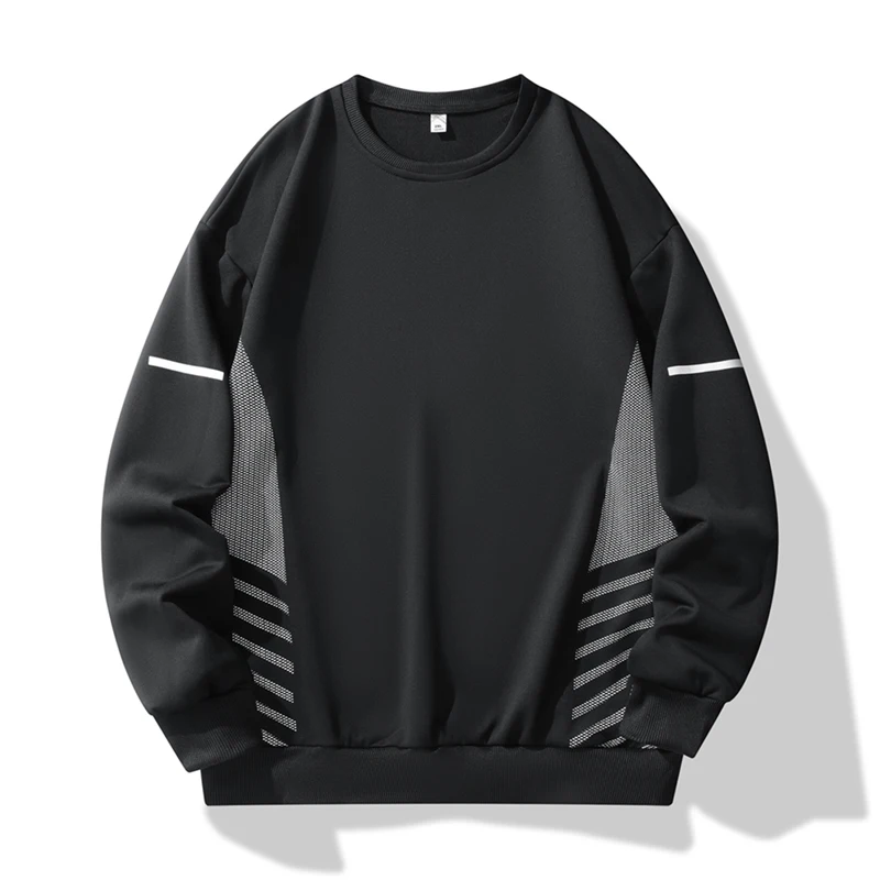 Spring Autumn Men\'s Clothing Round Neck Pullover Lantern Long Sleeve Striped Printing Casual Loose Hoodies High Street Tops