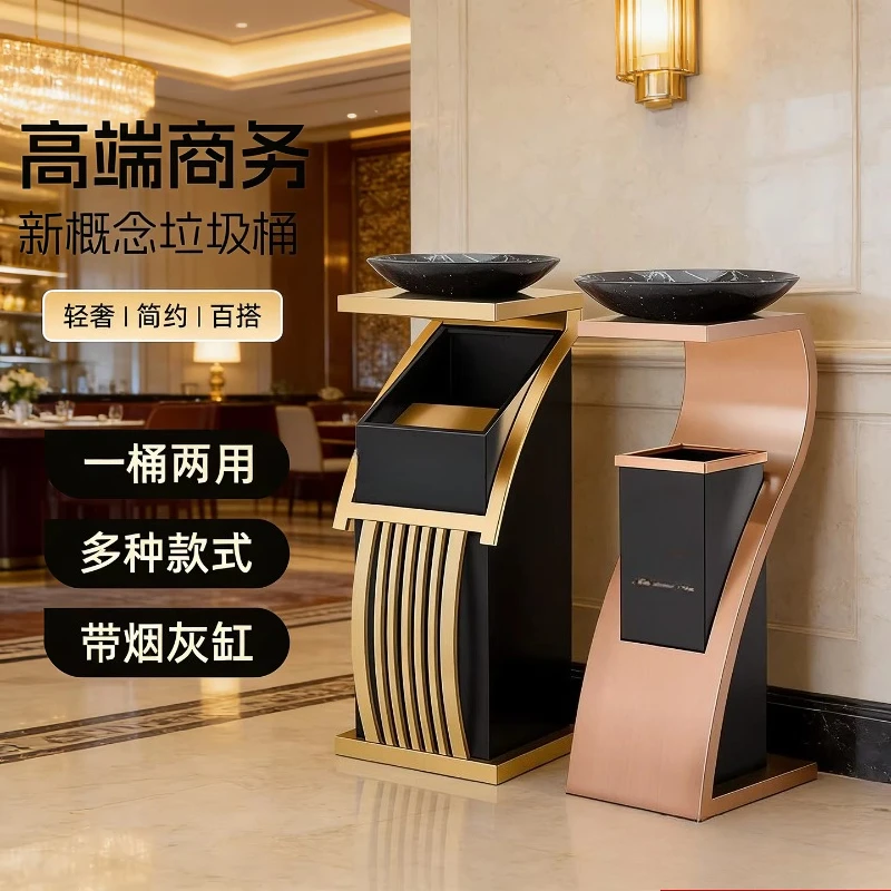 

Hotel stainless steel trash can commercial vertical with ashtray shopping mall hotel corridor dedicated