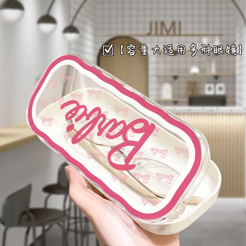 New Barbie Glasses Case Cute Storage Box Anime Kawaii Cartoon Transparent Sunglasses Protective Case Girl for Gifts