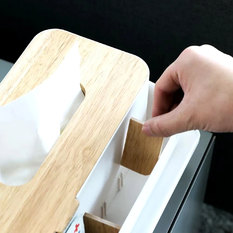 Multifunctional Tissue Box Tissue Bracket Distributor With Wooden Organizer Kitchen Bedroom Decoration