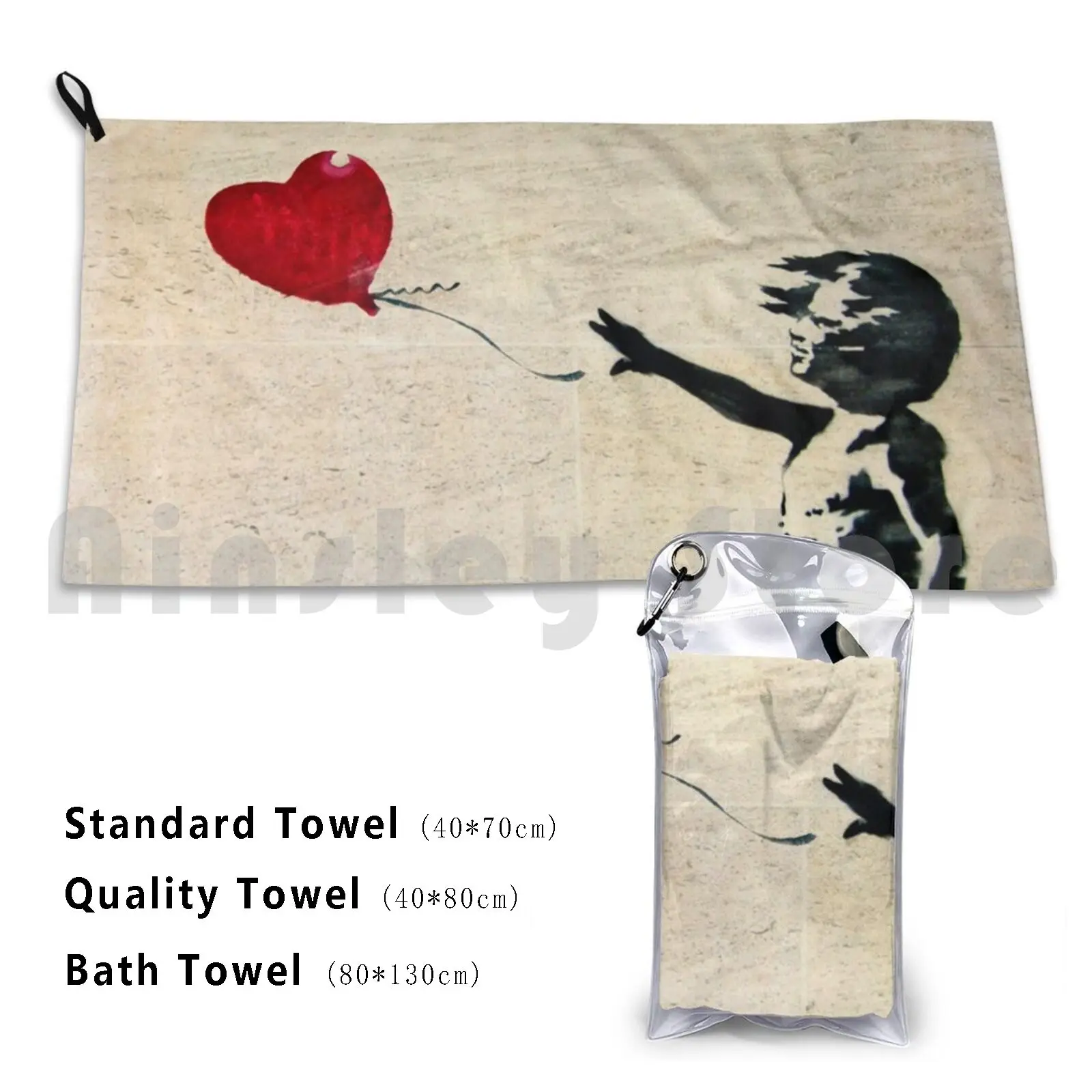 Banksy's Girl With A Red Balloon Custom Towel Bath Towel London England United Kingdom Banksy Graffiti Girl