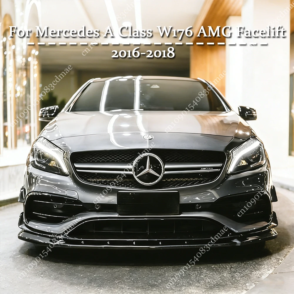 Für Mercedes Benz A-Klasse W176 A180 A200 A45 AMG 2015-2018 Frontstoßstangen-Lippe Diffusor Splitter Schutz Spoiler Karosserie-Kit Tuning
