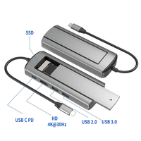 GW-6-In-1 M.2 SSD HUB USB C Docking Station With Disk Storage USB 3.0 Type C To Compatible- Laptop For Laptops