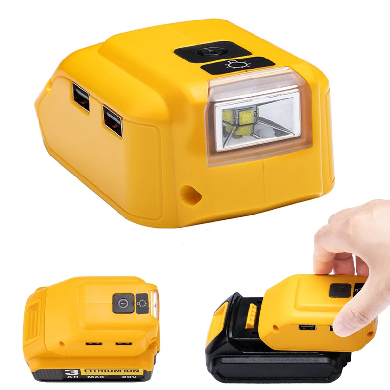 

Battery Adapter for Dewalt 18V 20V Max Battery USB Charger Adapter with 200lm LED Work Light Power Source Power Station Supply