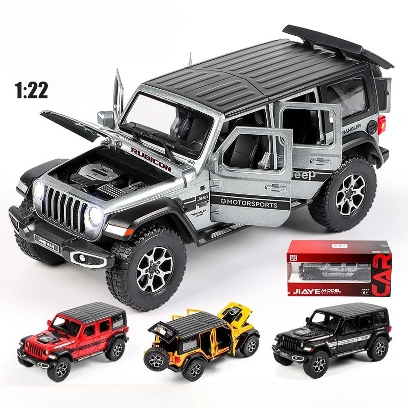 

1:22 Wrangler Alloy Car Model Diecasts Metal Off-road Vehicles Model Simulation Collection Sound Light Children Toy Gift