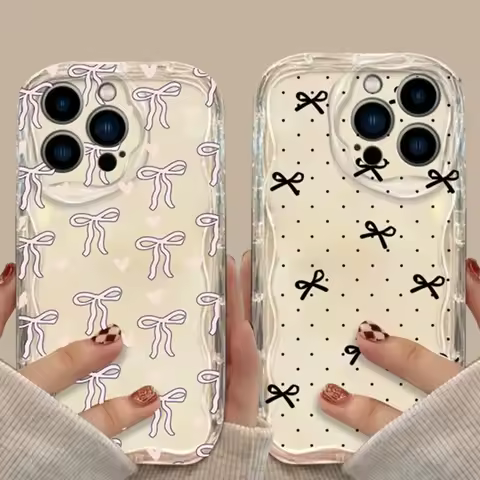 Phone Case For Xiaomi 15T Pro 15T Poco F7 5G X7 PRO M7 4G F7 Ultra X3 M3 X5 X6 F6 Pro Polka Dots Silicone 3D Pink Bow Cover