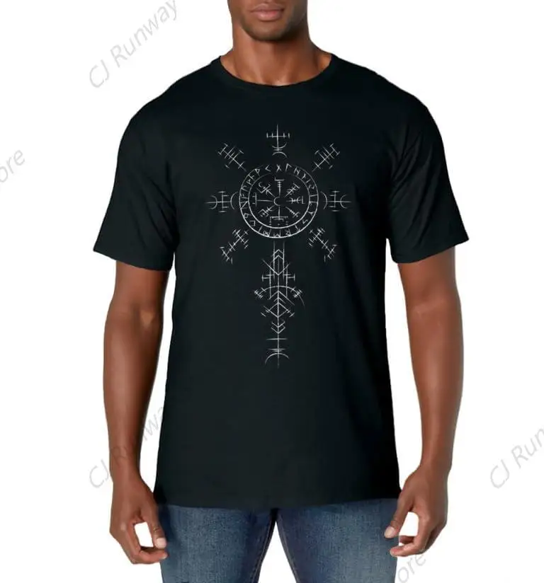 Retro Viking Symbol Compass Vegvisir Nordic Rune Celtic T-Shirt