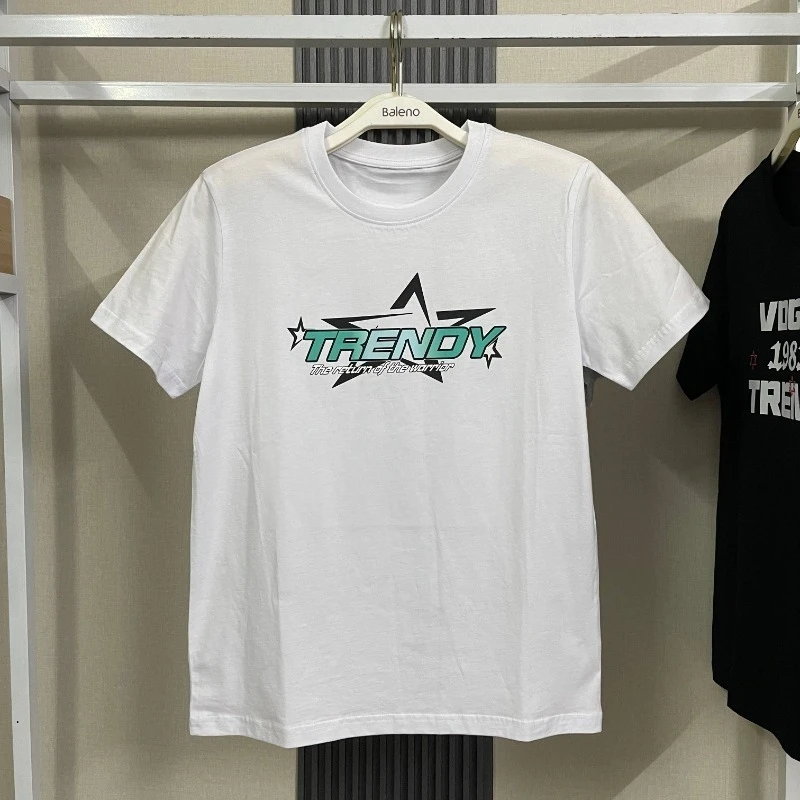 

2025 Summer Fashion Loose and Casual Teen pure cotton trendy printed short-sleeved T-shirt and top for men and women