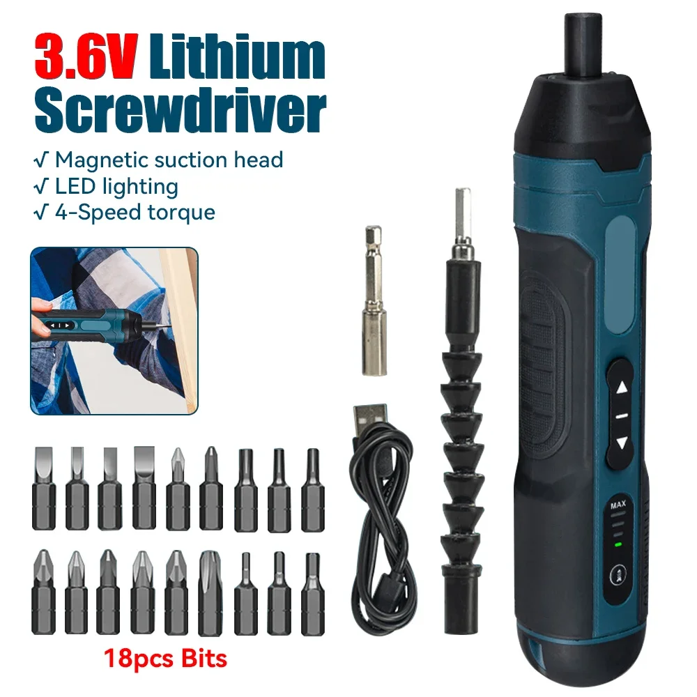 

3,6 В 1300 мАч USB перезаряжаемый набор электрических отверток, многофункциональный набор инструментов для разборки и ремонта крутящего момента