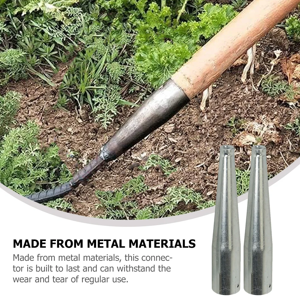 

2pcs Sturdy Hoe Replaceable Rake Shovel Multi-Use Gardening Tool Durable Iron Extension Handle Connector For Rakes Hoes Small