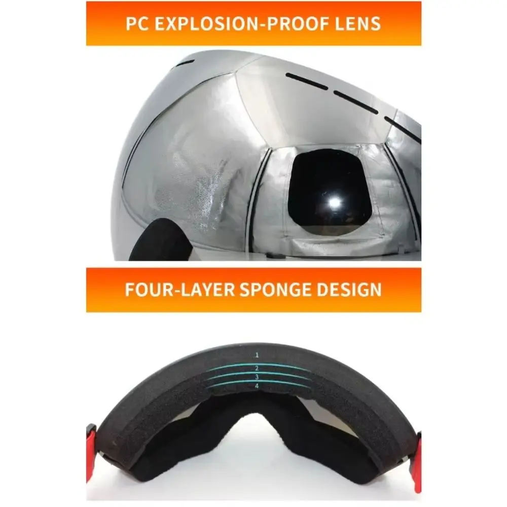 

Ski Supplies Large Frame Ski Goggles Lightweight Windproof Snowboard Skiing Glasses Professional UV400 Snow Eyewear For Adult