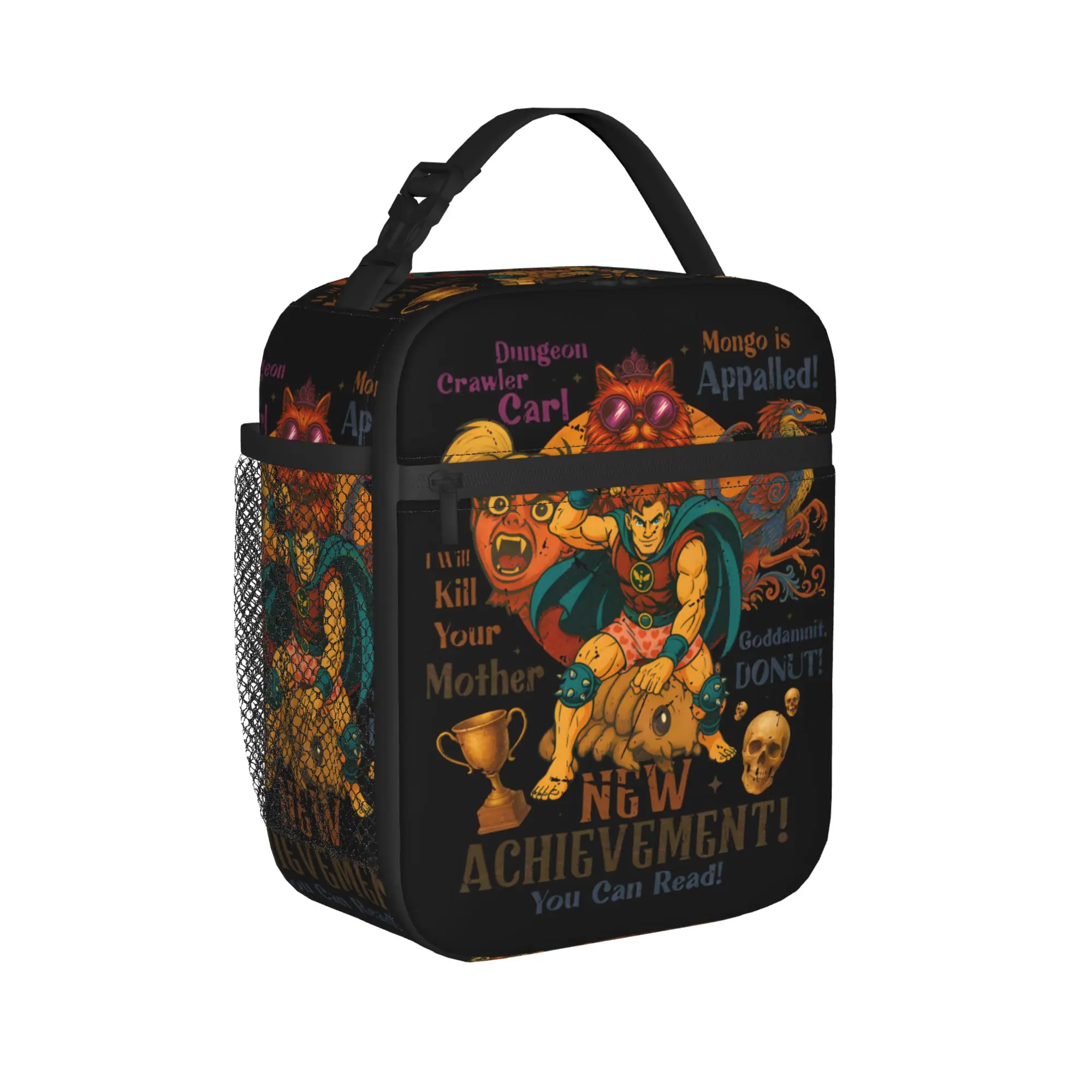 Dungeon Crawler Carl Lunch Bag Retro Bookish Lunch Box For Women Travel Portable Insulated Cooler Bag Waterproof Tote Handbags