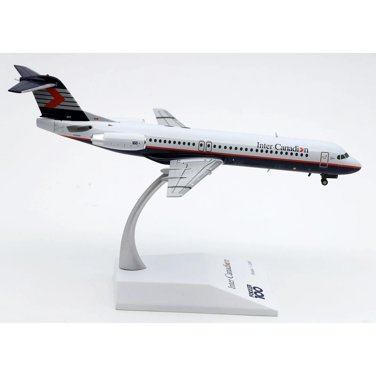 LH2211 Alloy Collectible Plane Gift JC Wings 1:200 Inter Canadian Fokker 100 Diecast Aircraft Jet Model C-FICO With Stand