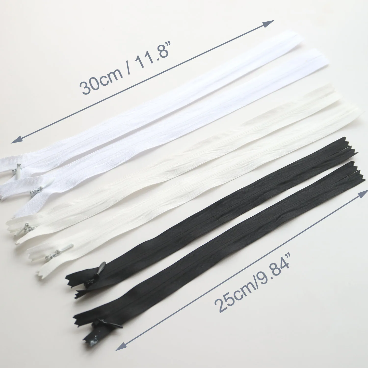 1pc 25cm/30cm invisable zippers for dresses DIY sew on short zipper white balck clothing accessories