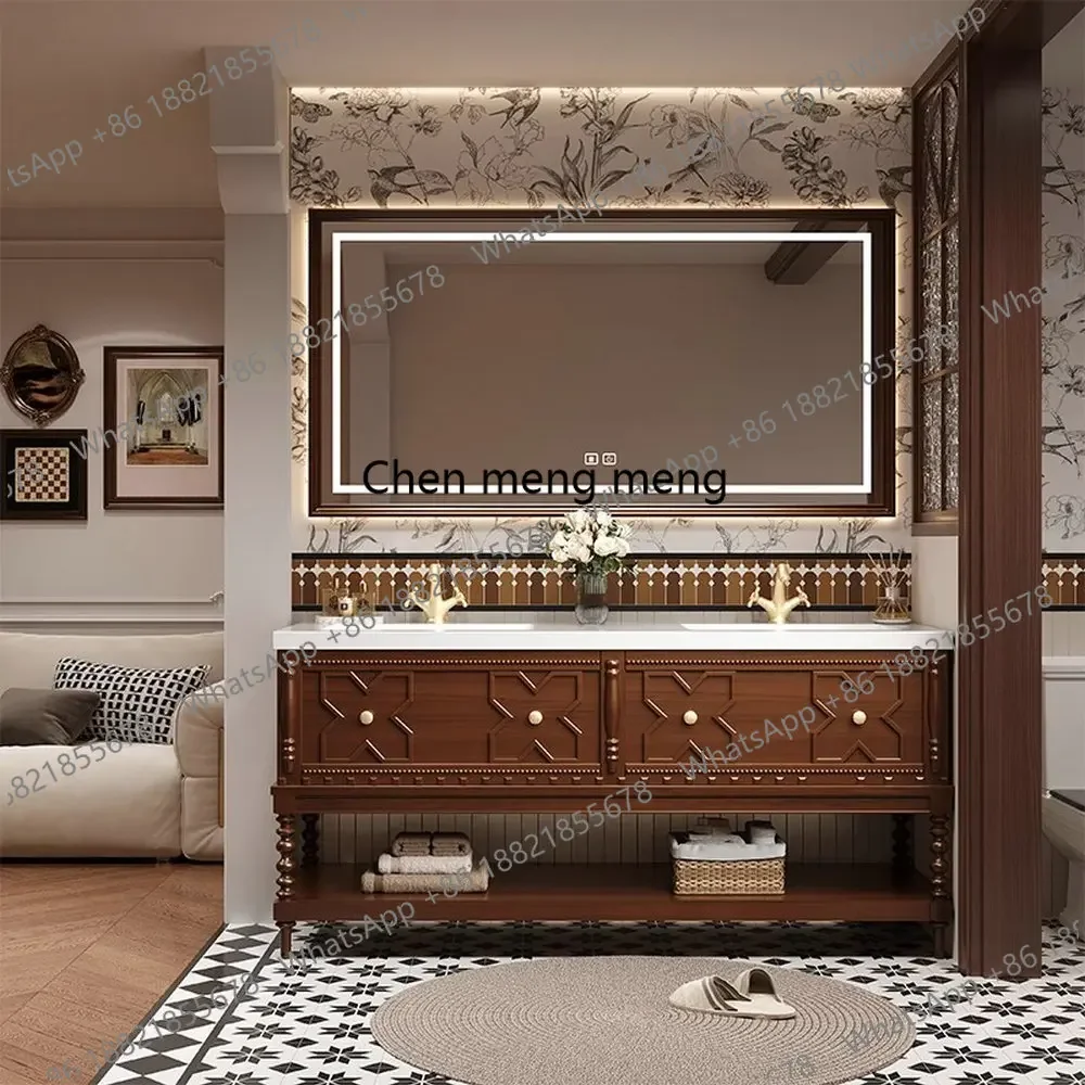 

Great discounts Customized Solid Wood Bathroom Vanities Integrated Sintered Stone Sink Toiletries Storage Smart Mirror Cabinet P