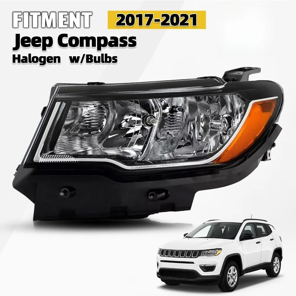 

Halogen Headlight Assembly For 2017-2021 Jeep Compass Driver Side Chrome