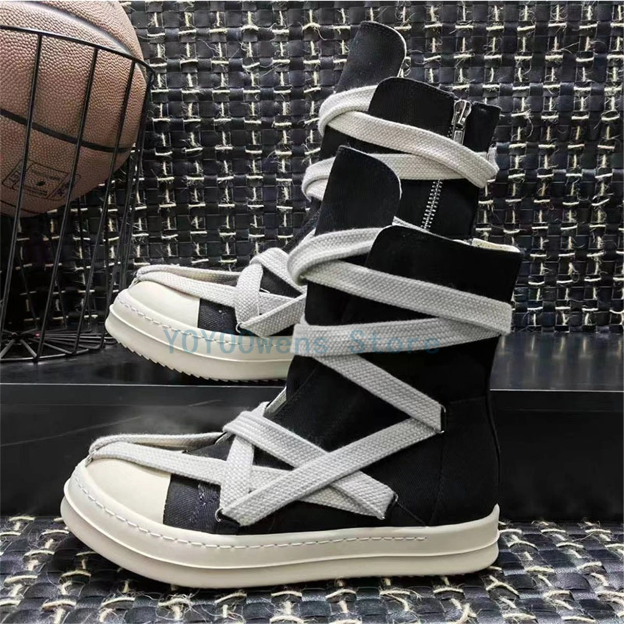 

Мужская обувь, повседневные парусиновые высокие ботильоны на шнуровке с перекрестной завязкой, Owen, винтажные оригинальные роскошные кроссовки, женские кроссовки на плоской подошве