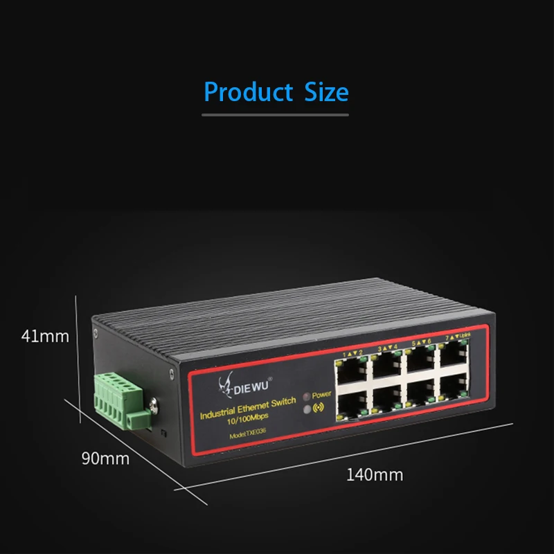 産業用ネットワークスイッチ,インターネットスプリッター,アンチサージアダプター,10 m, 100m, DINレールタイプ,rj45ハブ,DC 9-58v,8ポート