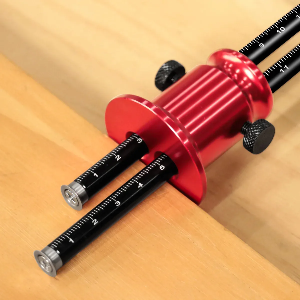 Double Head Wheel Marking Gauge Aluminum Woodworking Scriber Ruler Inch MM Scale