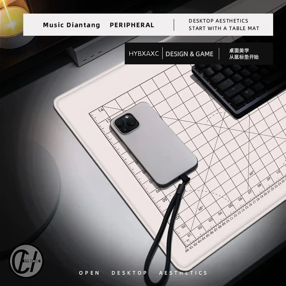 แผ่นรองเมาส์สีดําตัดโต๊ะ Kawaii แล็ปท็อปสํานักงาน Gaming Mousepad Minimalistic ยางคีย์บอร์ดแผ่นรองเม้าส์คอมพิวเตอร์พรม