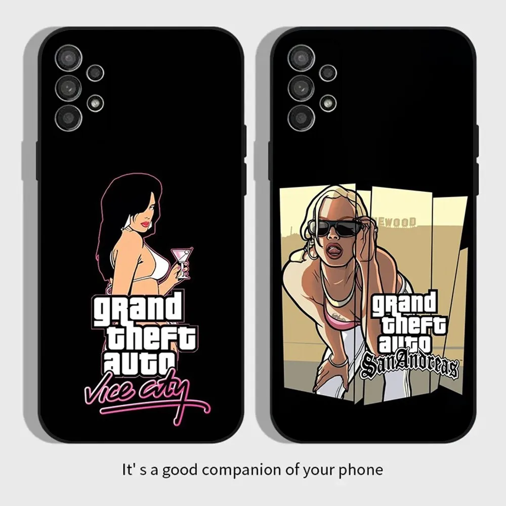 Game G-GTA 5 6 Vice City Phone Case For Samsung Galaxy A13,A21s,A22,A31,A32,A52,A53,A71,A80,A91 Soft Black Cover