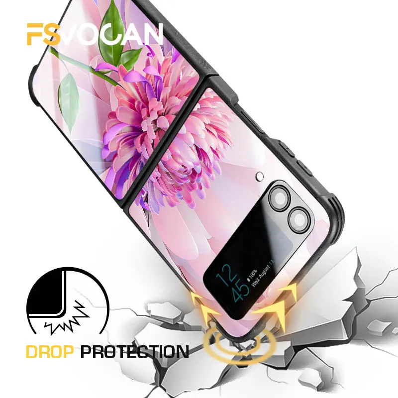 Botanical Garden Flower For Samsung Galaxy Z Flip6 3 5G Flip 4 5 Sunflower Glimmer Summer Phone Case For Z Flip4 Flip 3 6 Daisy