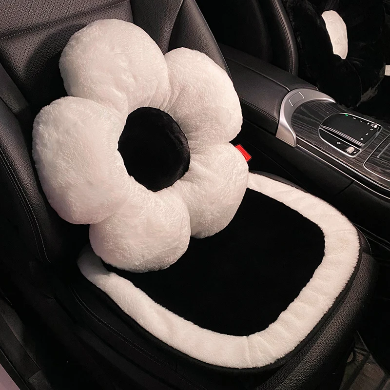 Hot Winter Soft Plush Universal Car Seat Cover Classic Black White Color Seat Mats Auto Seat Cushion Keep Warm Car Accessories