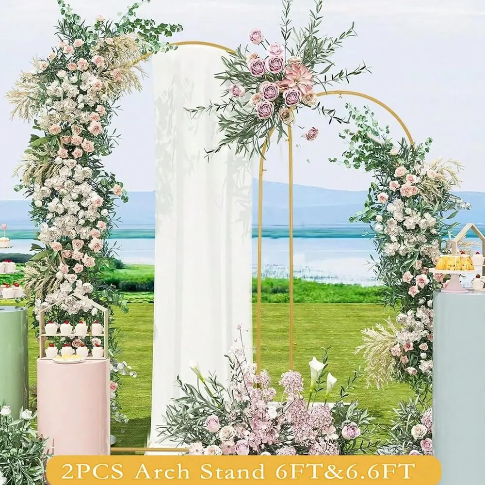 

Набор из 2-х золотых стойок для арок, квадратные каркасы для свадеб, дней рождения, свадебных церемоний и декораций.