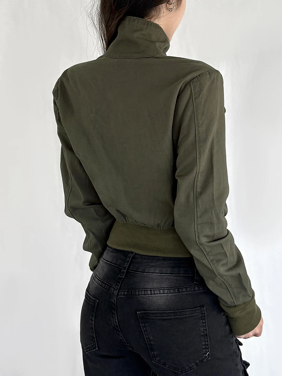 Chaqueta de Piloto para Mujer, Estilo Urbano, Holgada, con Cierre, Cuello Alto, Ropa de Trabajo Neutral, Color Único, Abrigo Cálido