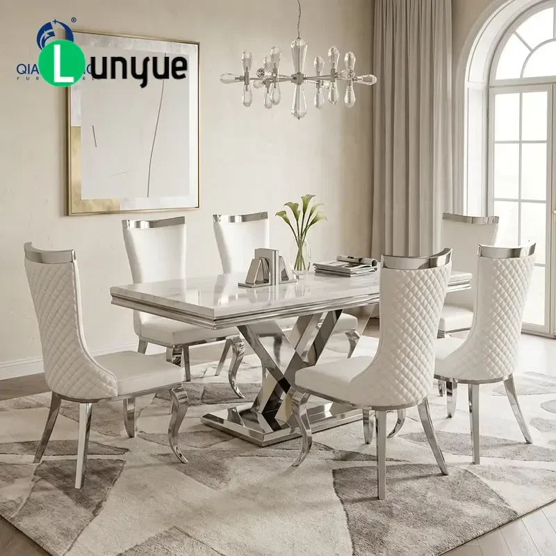 2026 New Model Dining Furniture Modern Design Marble Top Dining Table Sets