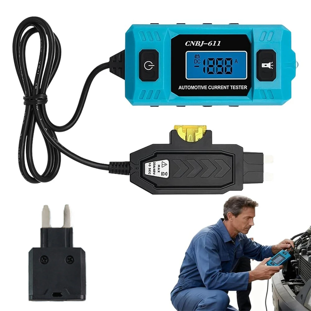 Automotive current detector, fuse ammeter, automotive leakage tester, micro dark current vehicle fault detection