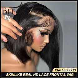BEEOS 13x6 HD Straight Short Bob Wig HD Transparent Lace Front Human Hair Wigs Pre plucked 13x4 HD Lace Frontal Wig For Women