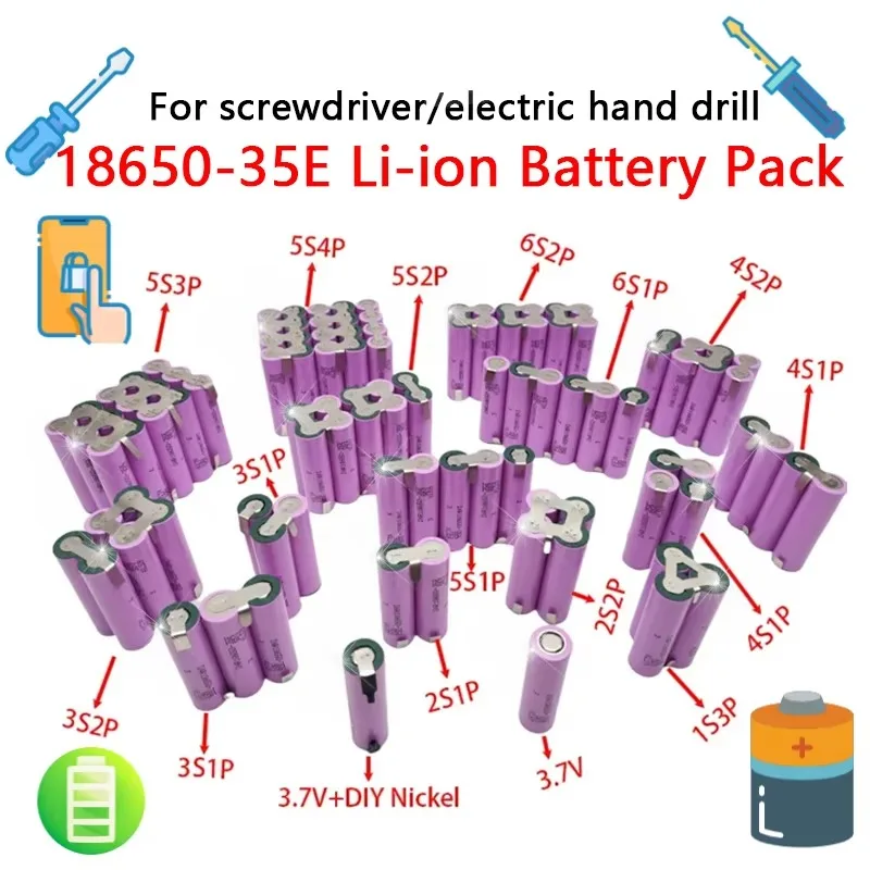 تخصيص 5S2P 5S3P 5S4P 8.4V 3.7V 10.8V 16.8V 18V 25.2V 18650 35E بطارية حزمة 3500mAh ، تستخدم لبطاريات مثقاب مفك البراغي01 #2