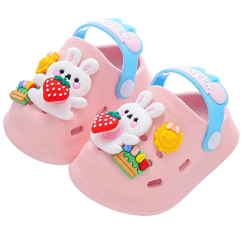 Summer Kids Sandals Cute Boy Girl Mules Cartoon Rabbit Baby Soft Sole Beach Slippers Flat Children Garden Shoes Outdoor Slippers