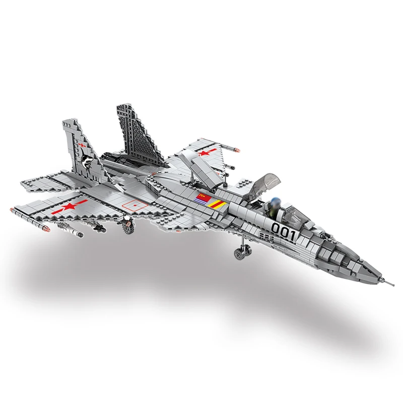 US F14 F16 F18 F22 Military Air Force Weapon Giant Building Blocks Sukhoi Su-57 Su-27 WW2 Fighter Jets Bricks Kids Toys Set