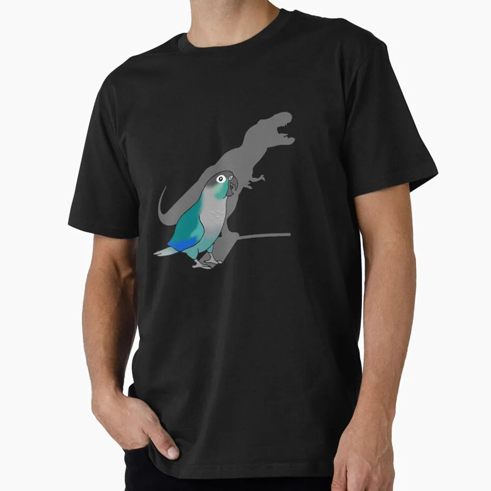 Turquoise Green Cheeked Conure T-rex Funny Parrot Gift T-Shirt for Birds Lover Short Sleeve Graphic Clothes All Size Tee S-6XL